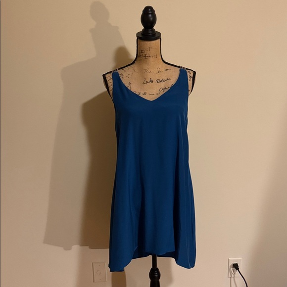 Amanda Uprichard Abigail Dress in Mystery Blue with Silver Rope Straps - Picture 2 of 12
